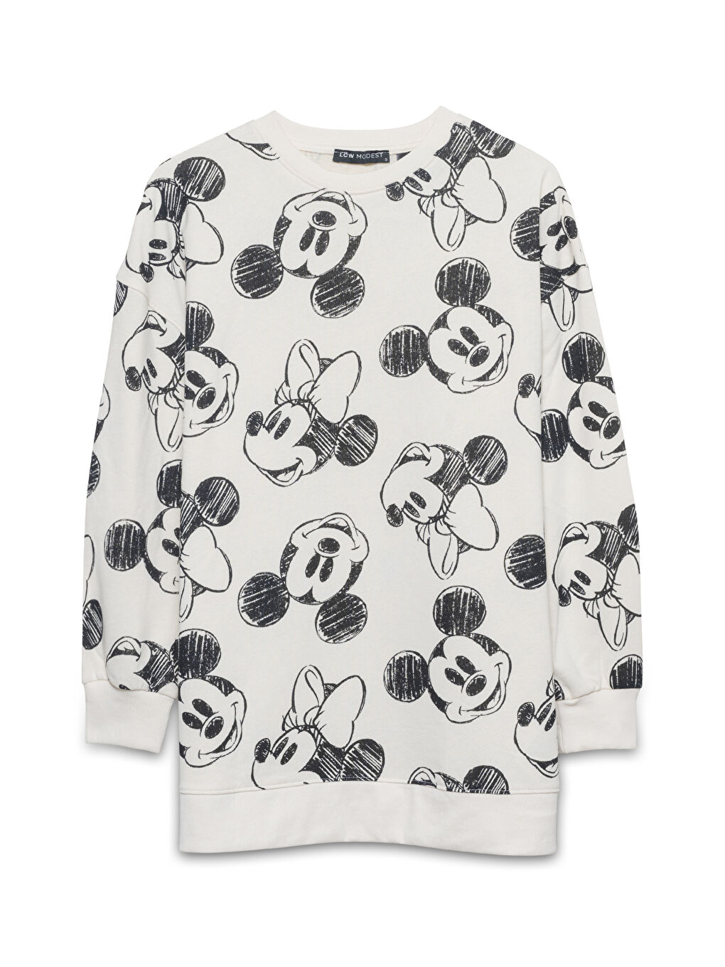 Tunique en Sweatshirt Imprimé Mickey Mouse à Col Rond pour Femmes
