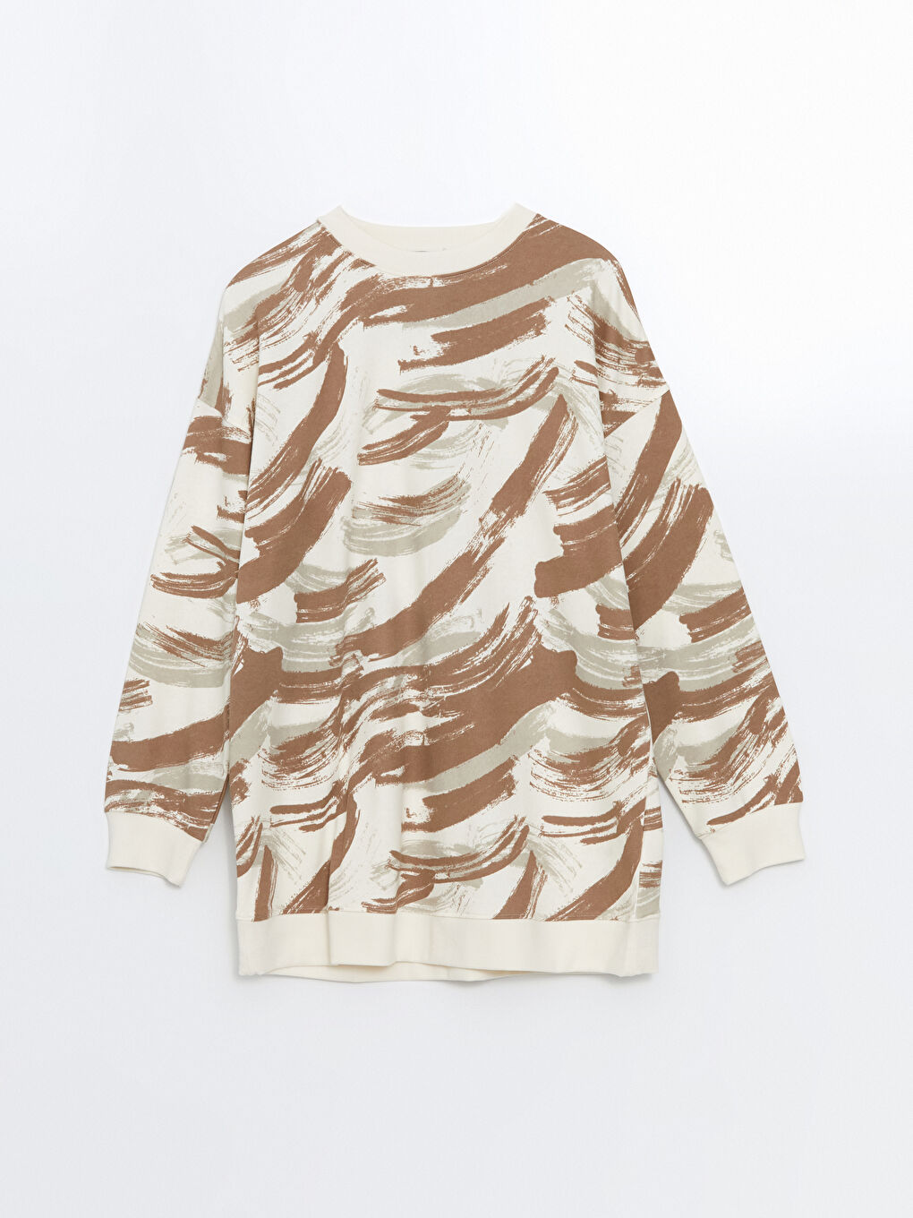 LCW Modest Bisiklet Yaka Desenli Kadın Sweatshirt Tunik -W4DG81Z8-LQY