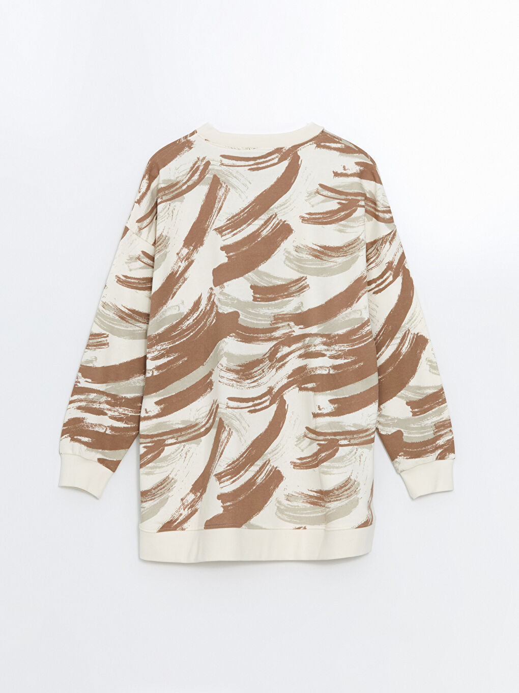 LCW Modest Bisiklet Yaka Desenli Kadın Sweatshirt Tunik -W4DG81Z8-LQY