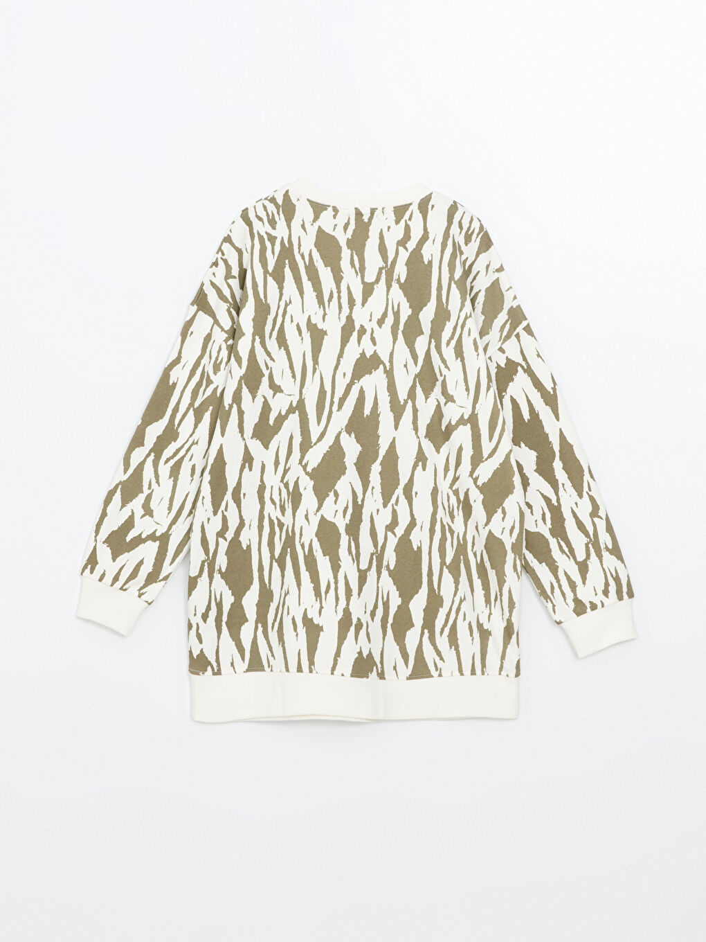 LCW Modest Bisiklet Yaka Desenli Kadın Sweatshirt Tunik -W4DG81Z8-LS6