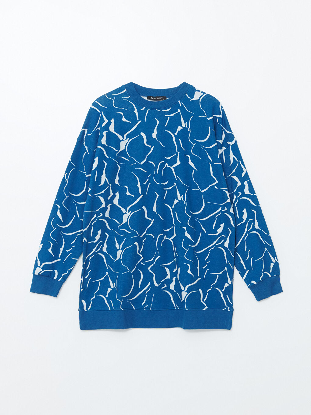 LCW Modest Bisiklet Yaka Desenli Kadın Sweatshirt Tunik -W4DG81Z8-LSJ