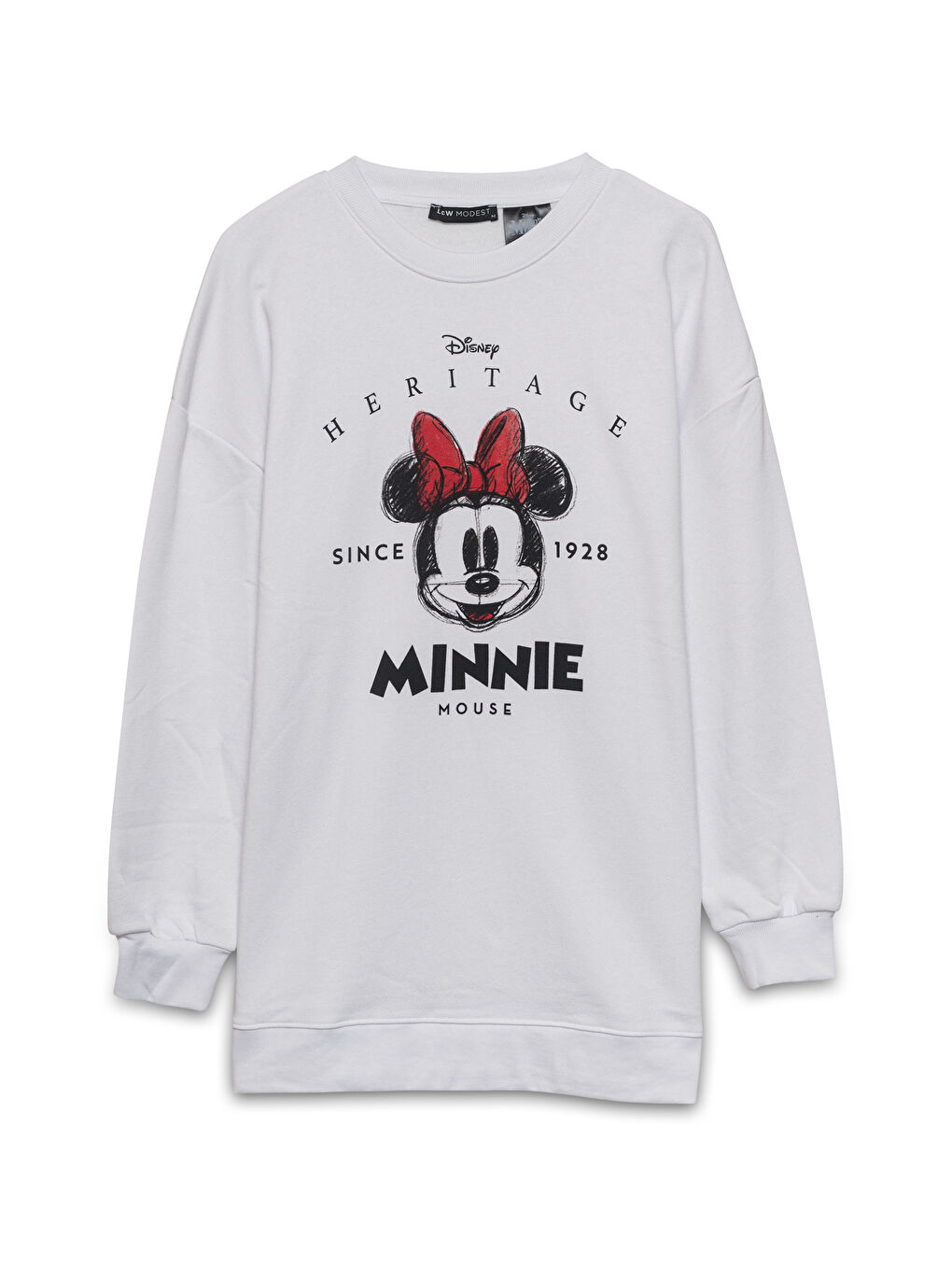 LCW Modest Crew Neck Mickey Mouse Printed Women's Sweatshirt Tunic -W4DG82Z8-Q6K