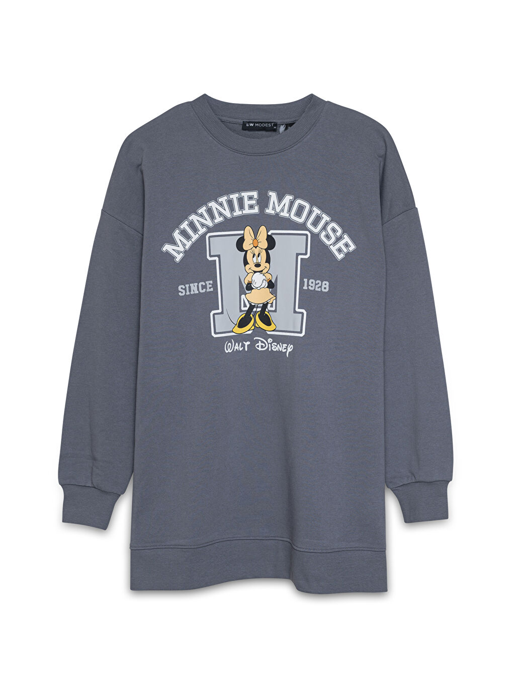 Crew Neck Mickey Mouse Printed Women's Sweatshirt Tunic