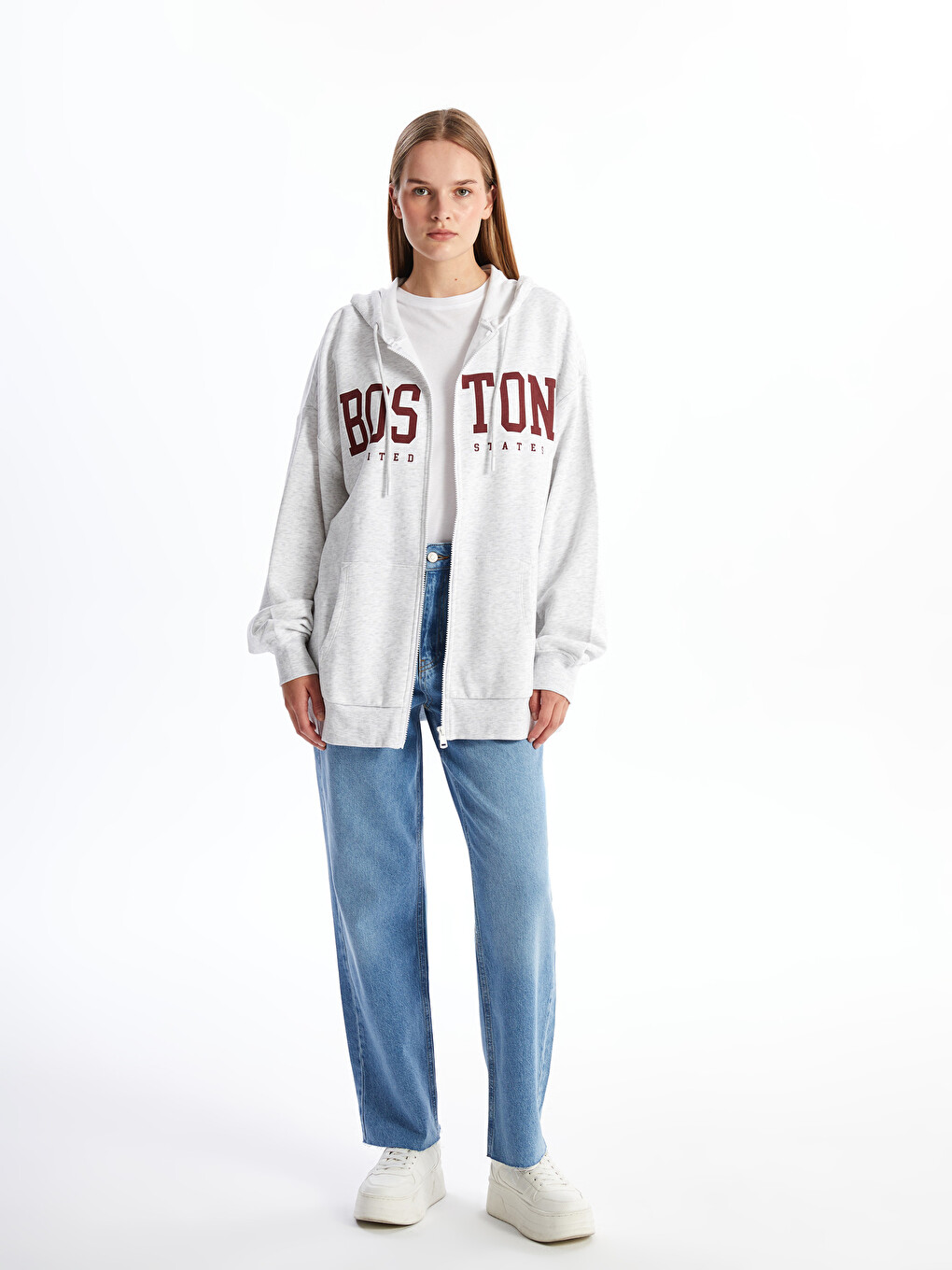 Hooded Oversize Women's Zipper Sweatshirt-1
