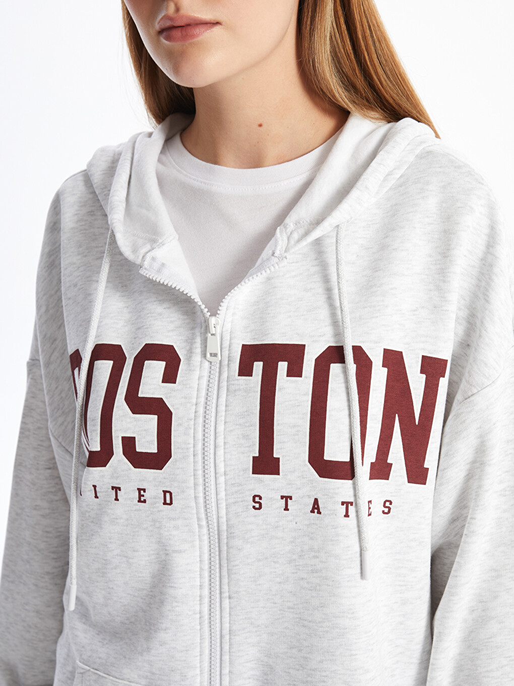 Hooded Oversize Women's Zipper Sweatshirt-2