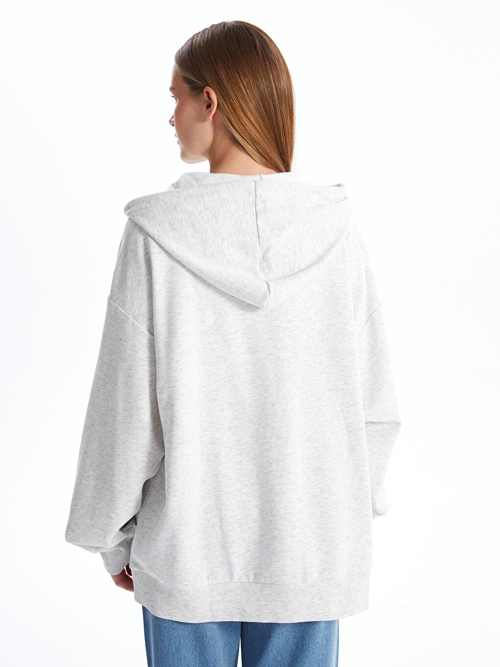 Hooded Oversize Women's Zipper Sweatshirt-3