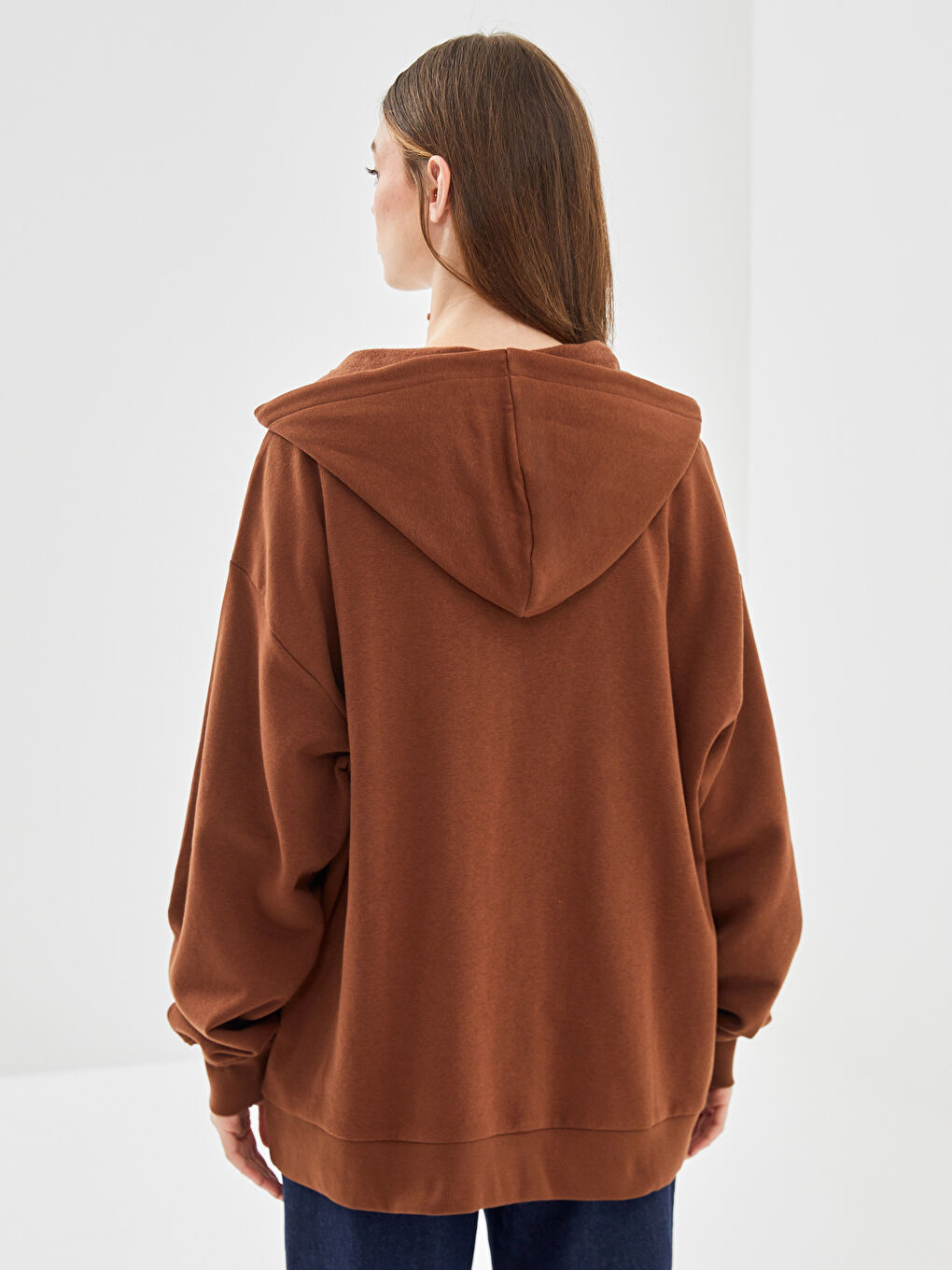 Sweat Zippé Oversize À Capuche Pour Femmes-3