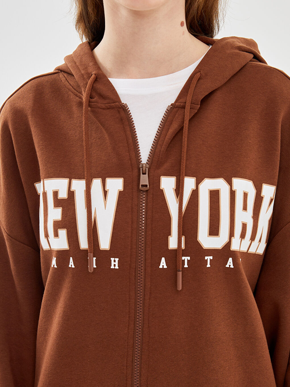 Sweat Zippé Oversize À Capuche Pour Femmes-2