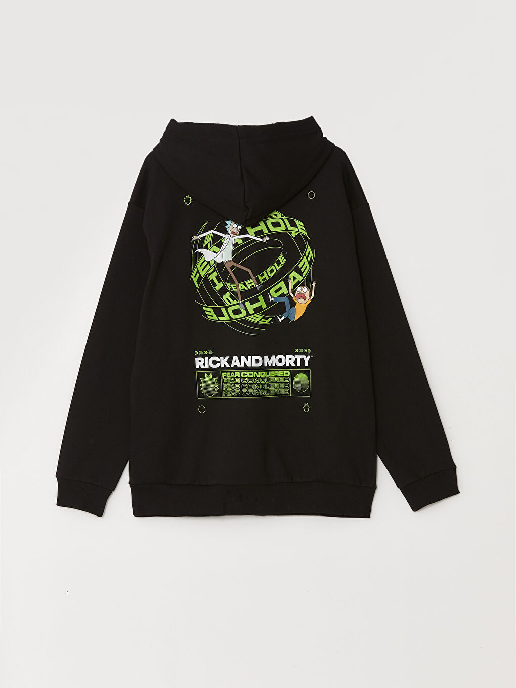 LCW Casual Yeni Siyah Uzun Kollu Rick and Morty Baskılı Erkek Hoodie - 5