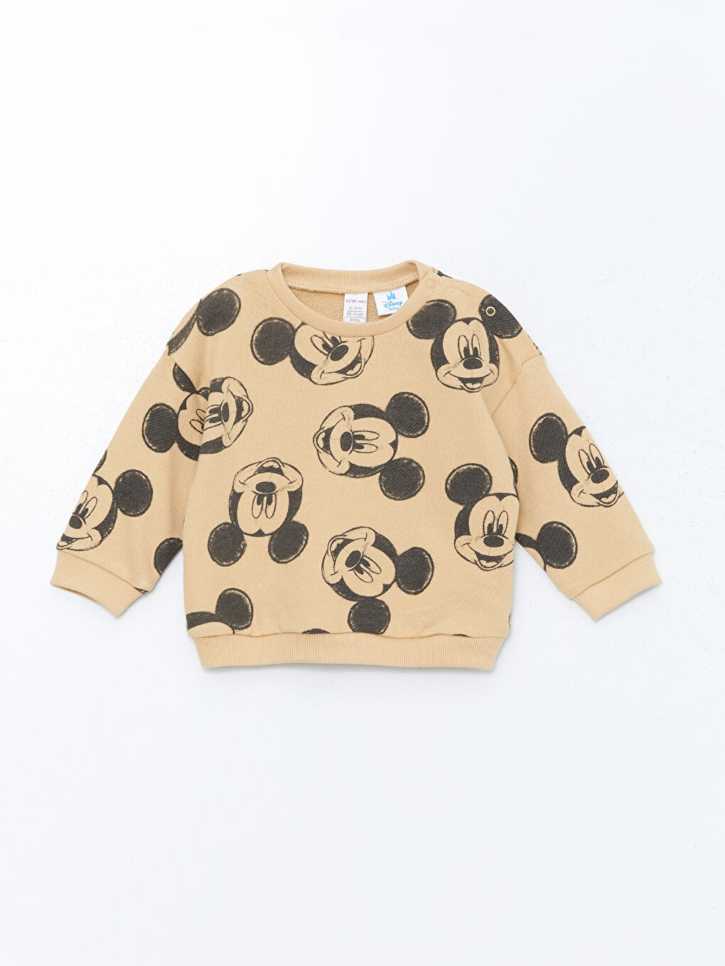 Sarı Mickey Mouse Baskılı Erkek Bebek Sweatshirt