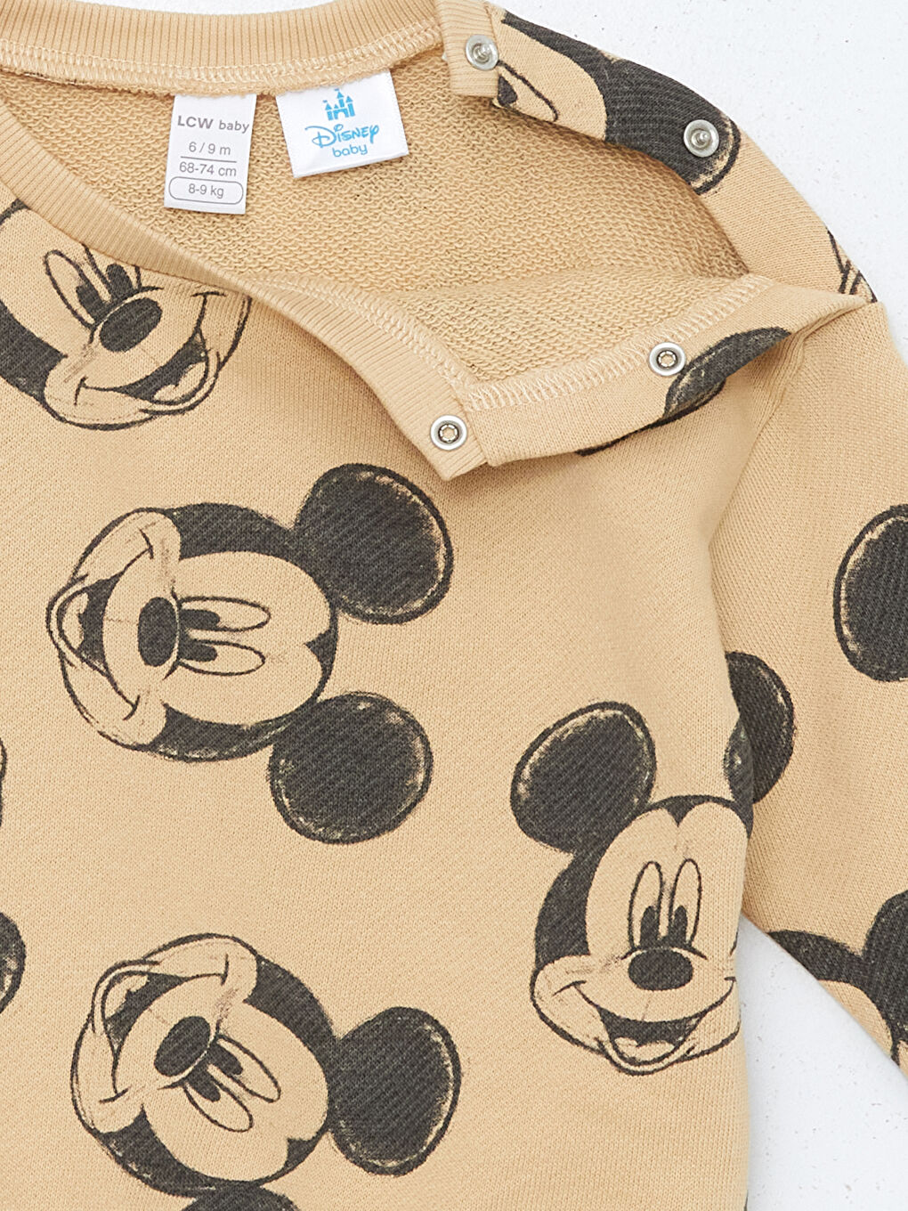 LCW baby Mat Sarı Baskılı Mickey Mouse Baskılı Erkek Bebek Sweatshirt ve Eşofman Alt 2'li Takım - 5