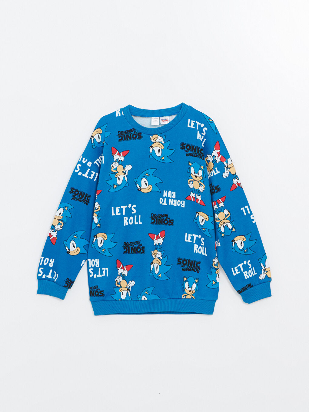 LCW Kids Koyu Mavi Baskılı Bisiklet Yaka Uzun Kollu Baskılı Erkek Çocuk Sweatshirt