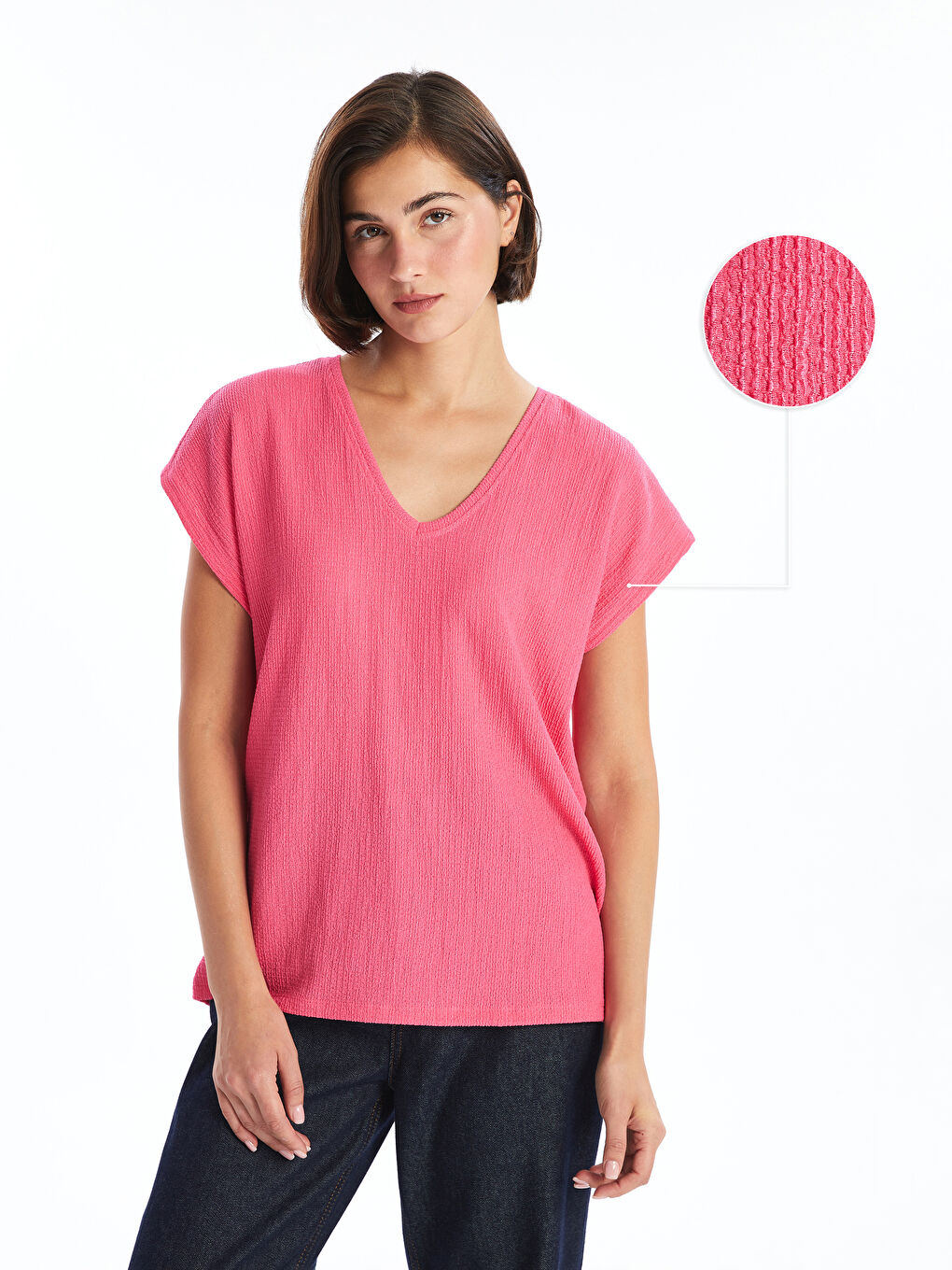 V-Neck Textured Women's T-Shirt