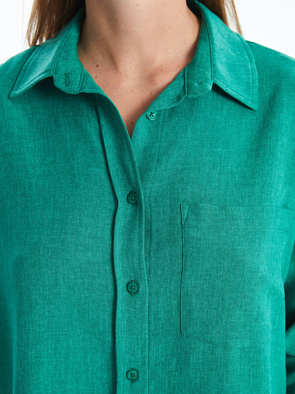 قميص سادة بأكمام طويلة واسع للسيدات-2