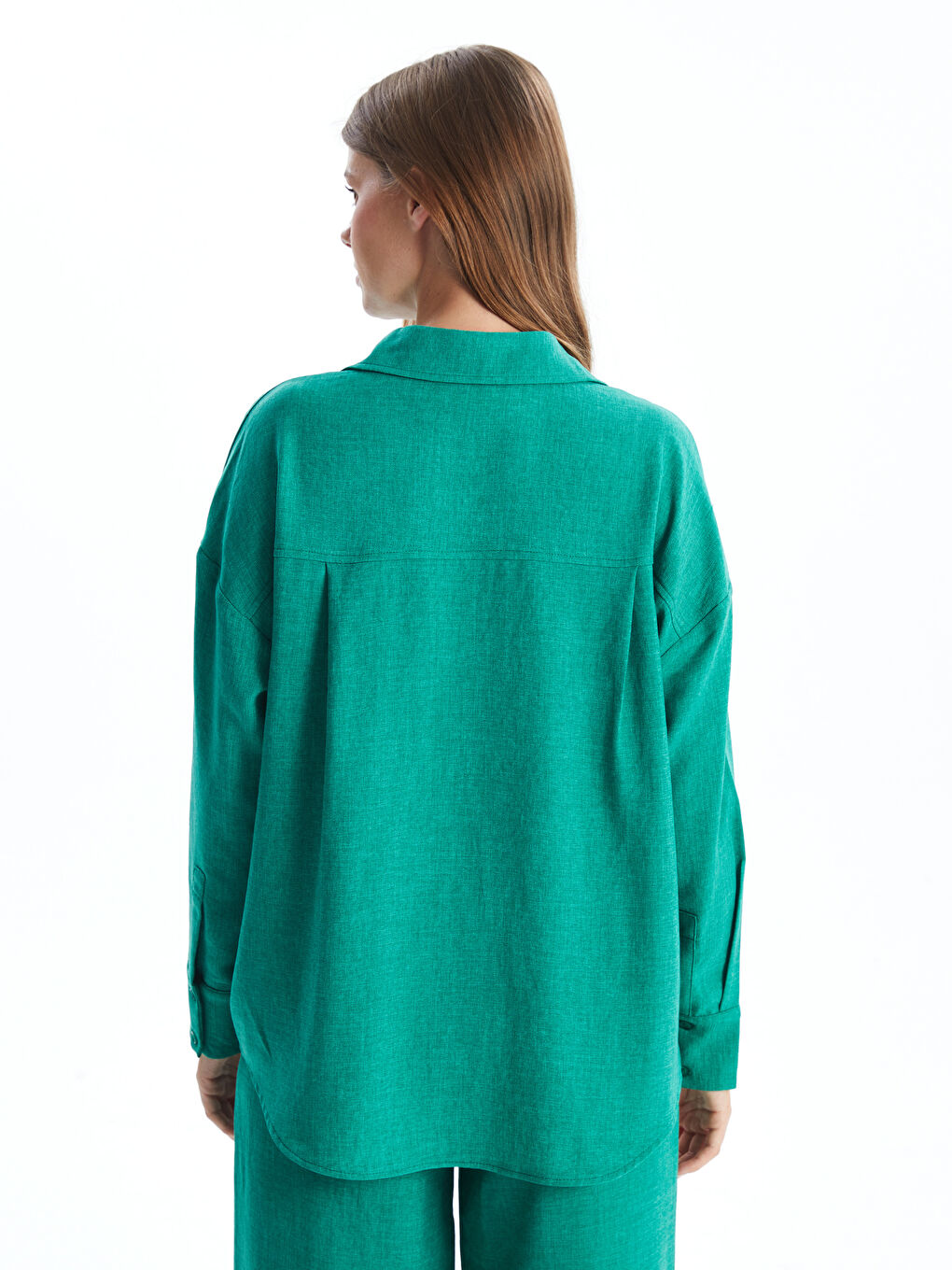 قميص سادة بأكمام طويلة واسع للسيدات-3