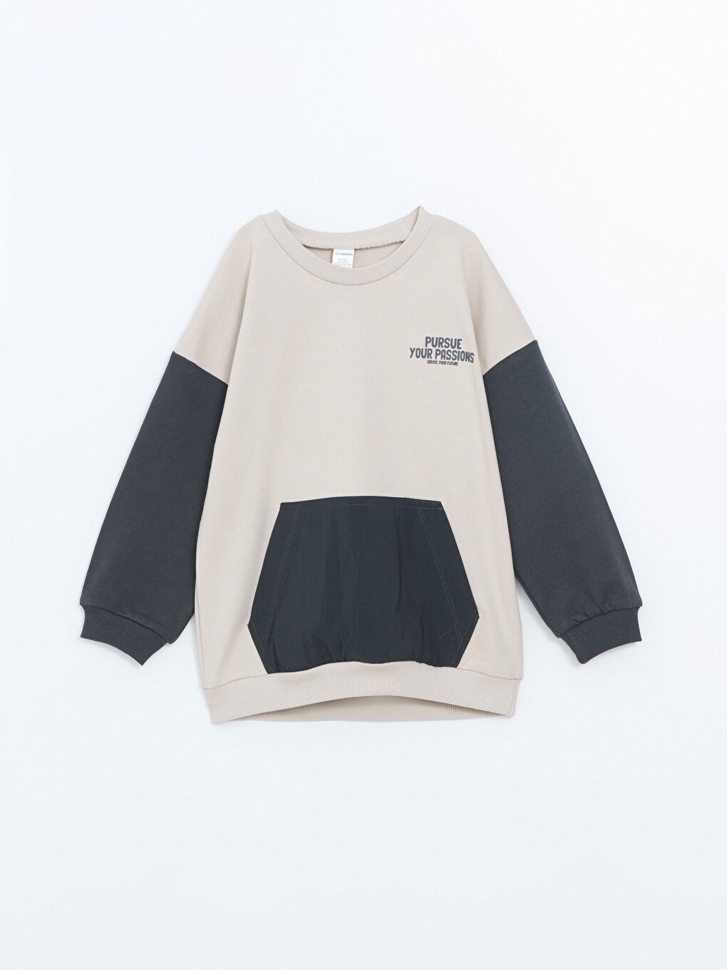 LCW Kids Açık Gri Bisiklet Yaka Uzun Kollu Baskılı Erkek Bebek Sweatshirt ve Eşofman Alt 2'li Takım - 1