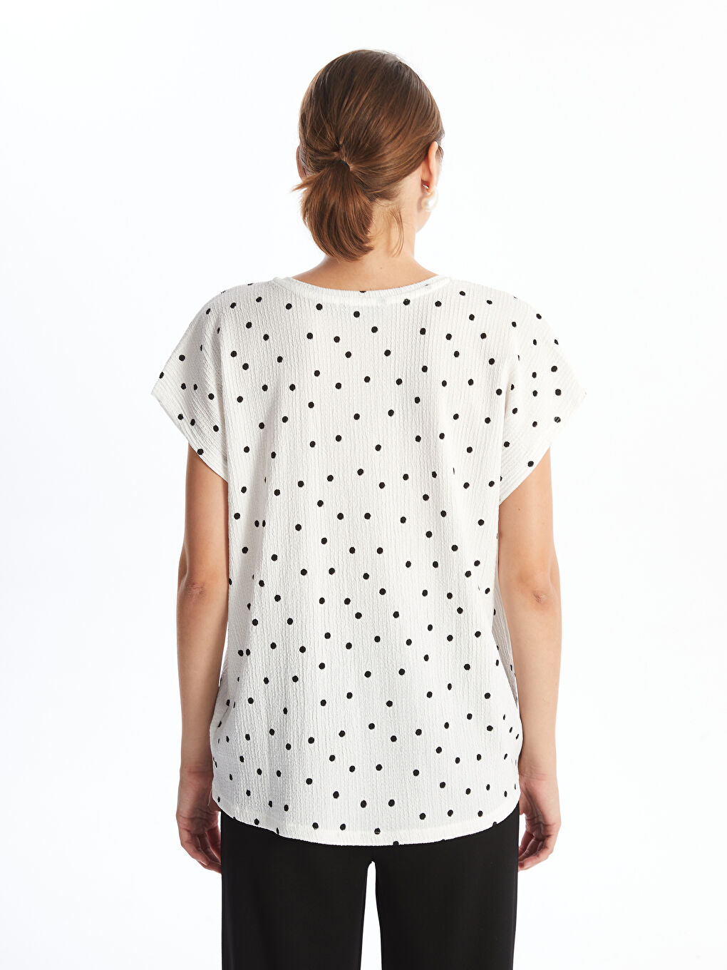 V-Neck Polka Dot Women's T-Shirt-3