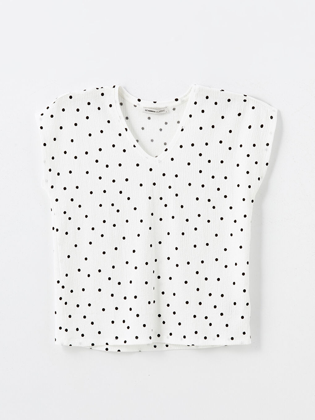 V-Neck Polka Dot Women's T-Shirt-4