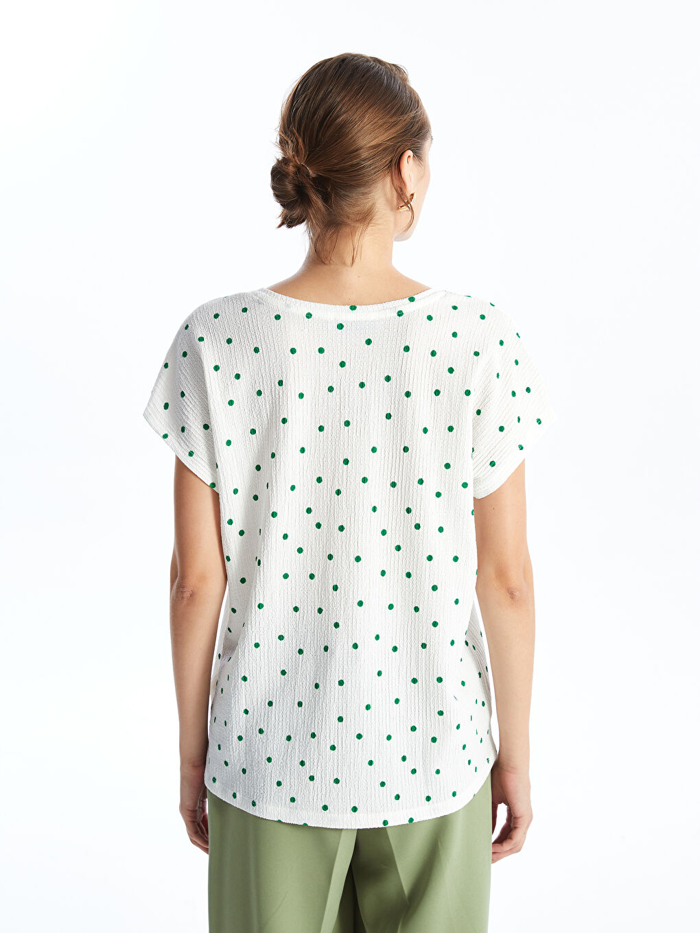 V-Neck Polka Dot Women's T-Shirt-3