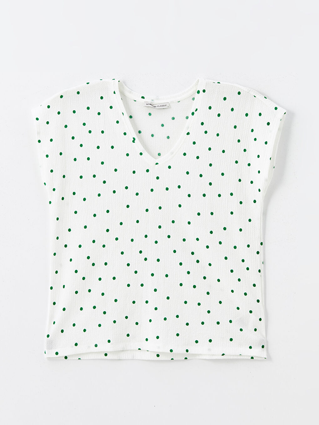 V-Neck Polka Dot Women's T-Shirt-4