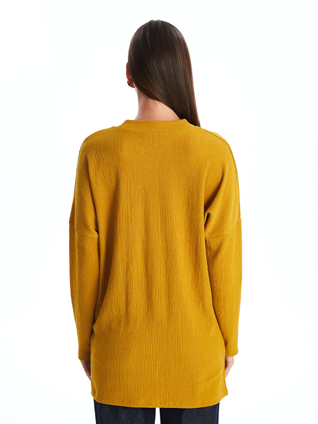 Crew Neck Textured Oversize Women's Tunic-3