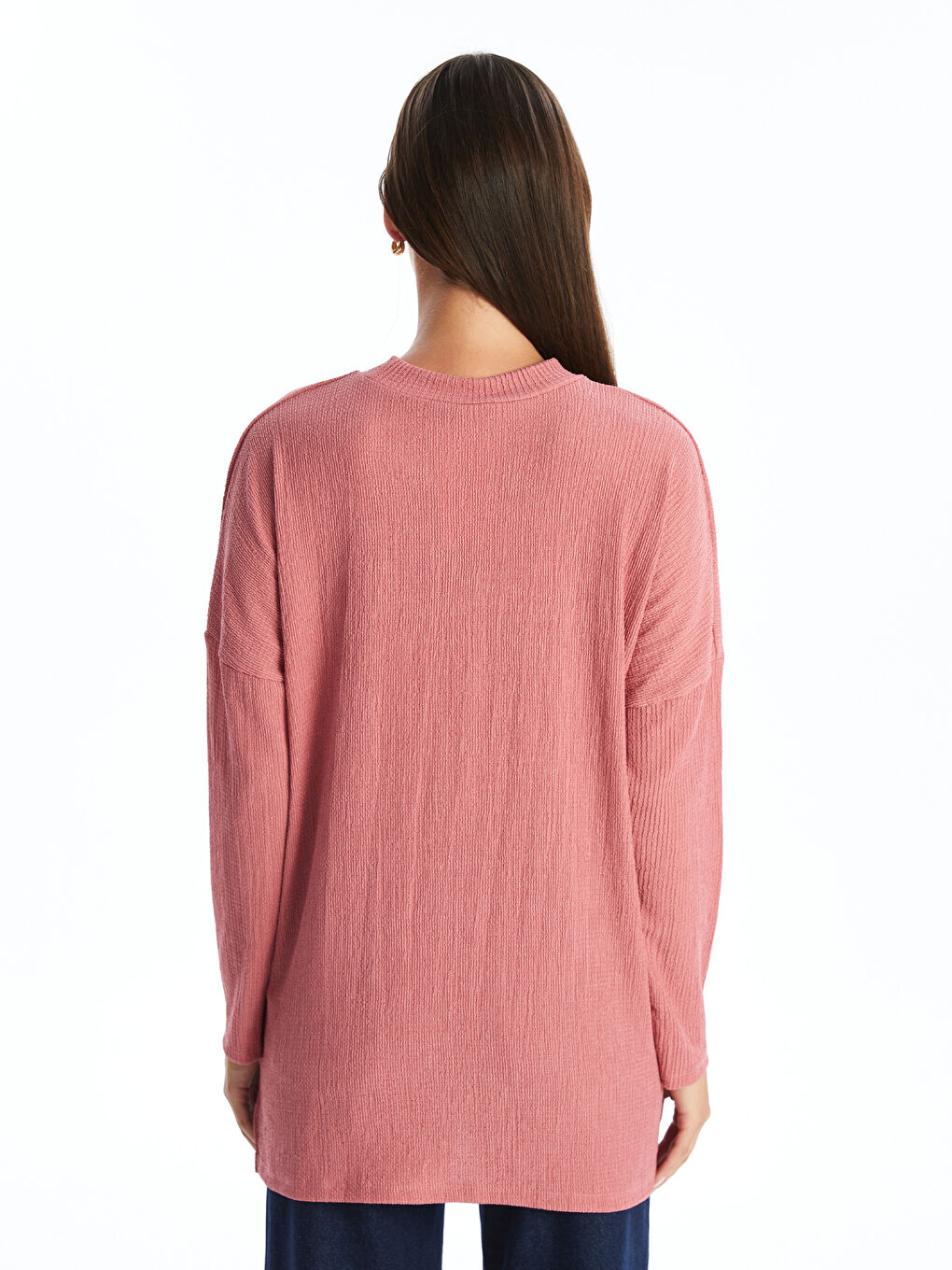 Crew Neck Textured Oversize Women's Tunic-3