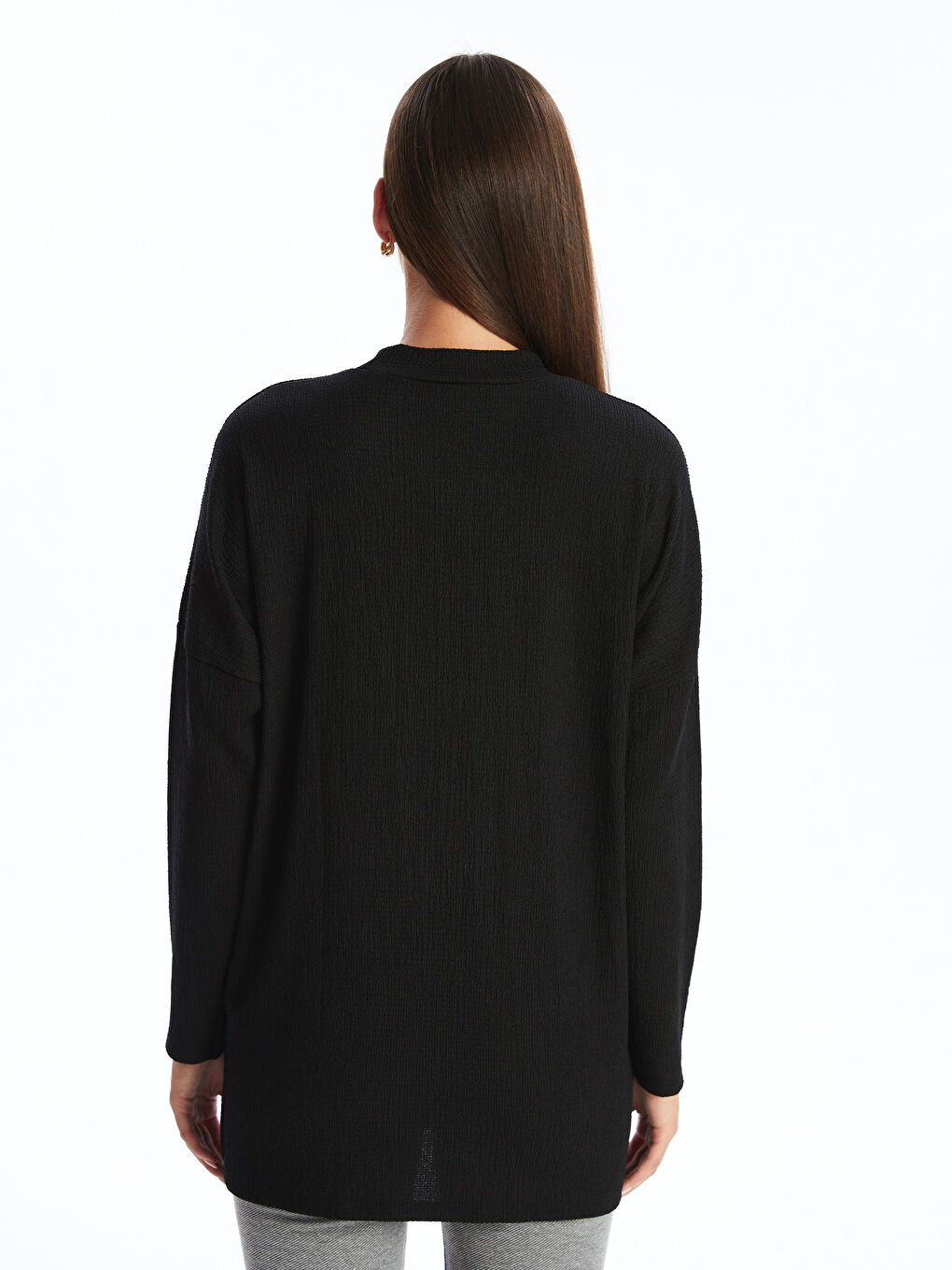 تونيك أوفراسايز بياقة دائرية مزخرفة للسيدات-3