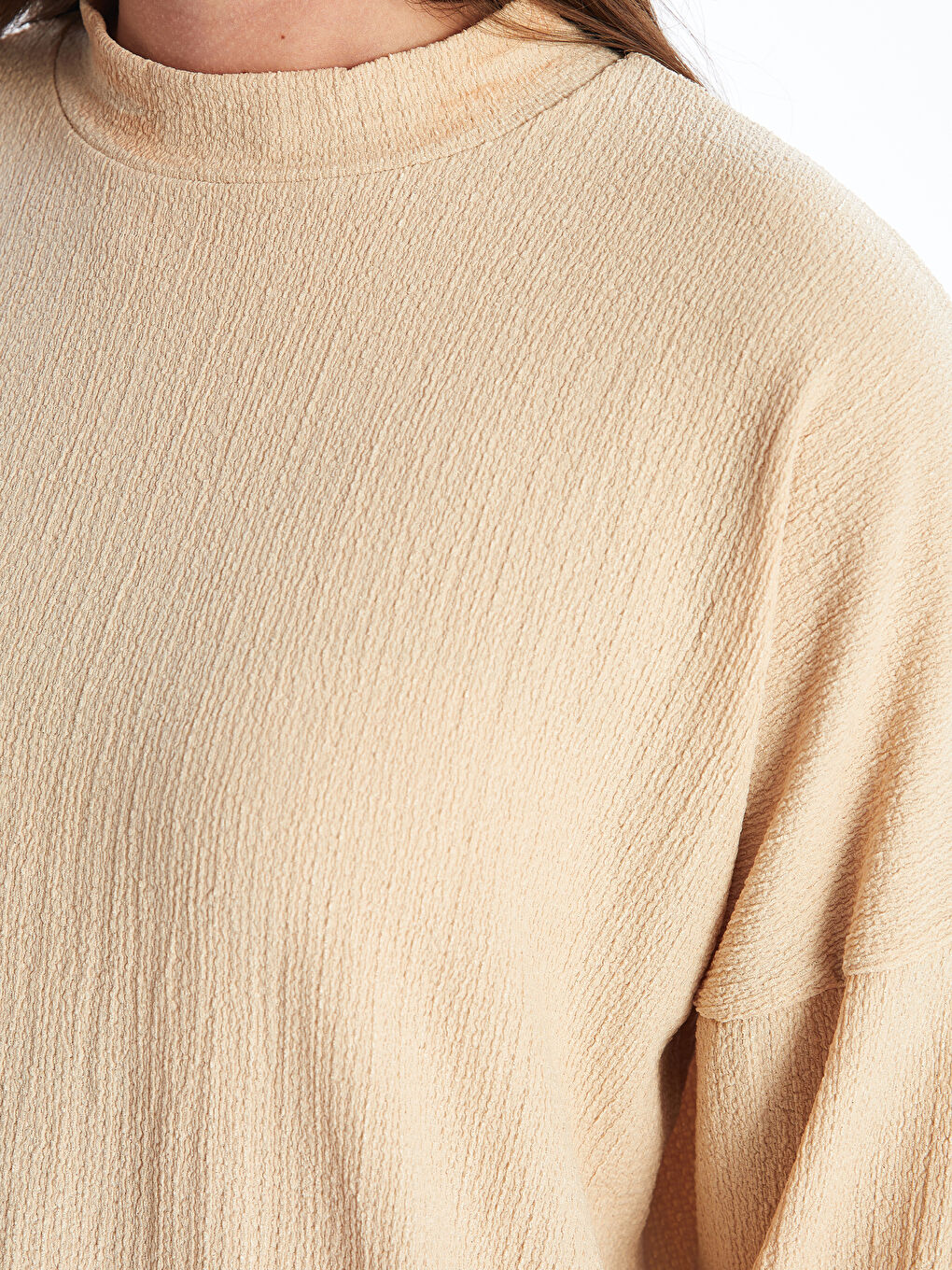 Crew Neck Textured Oversize Women's Tunic-2