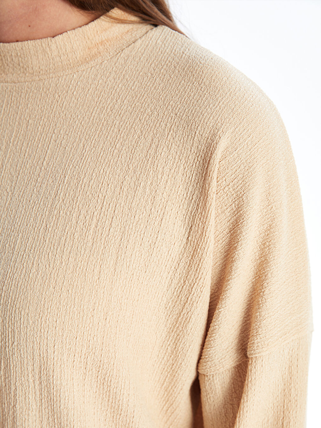 Crew Neck Textured Oversize Women's Tunic-3