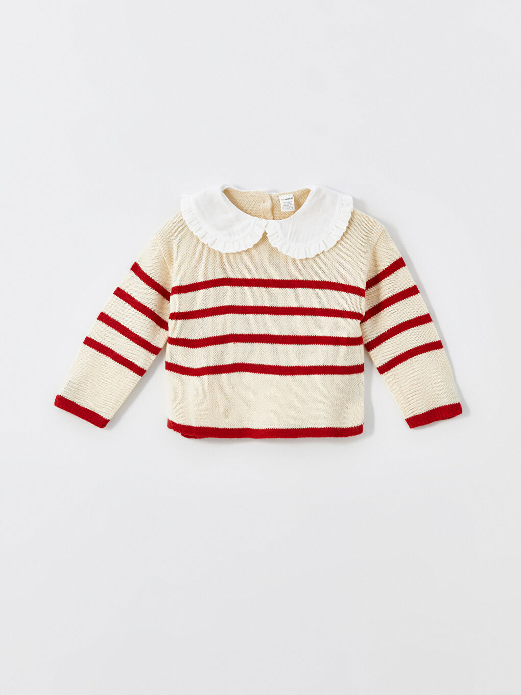 LCW Kids Пуловер за момичета с яка Питър Пан и раиран десен -W4DI02Z1-SZ5