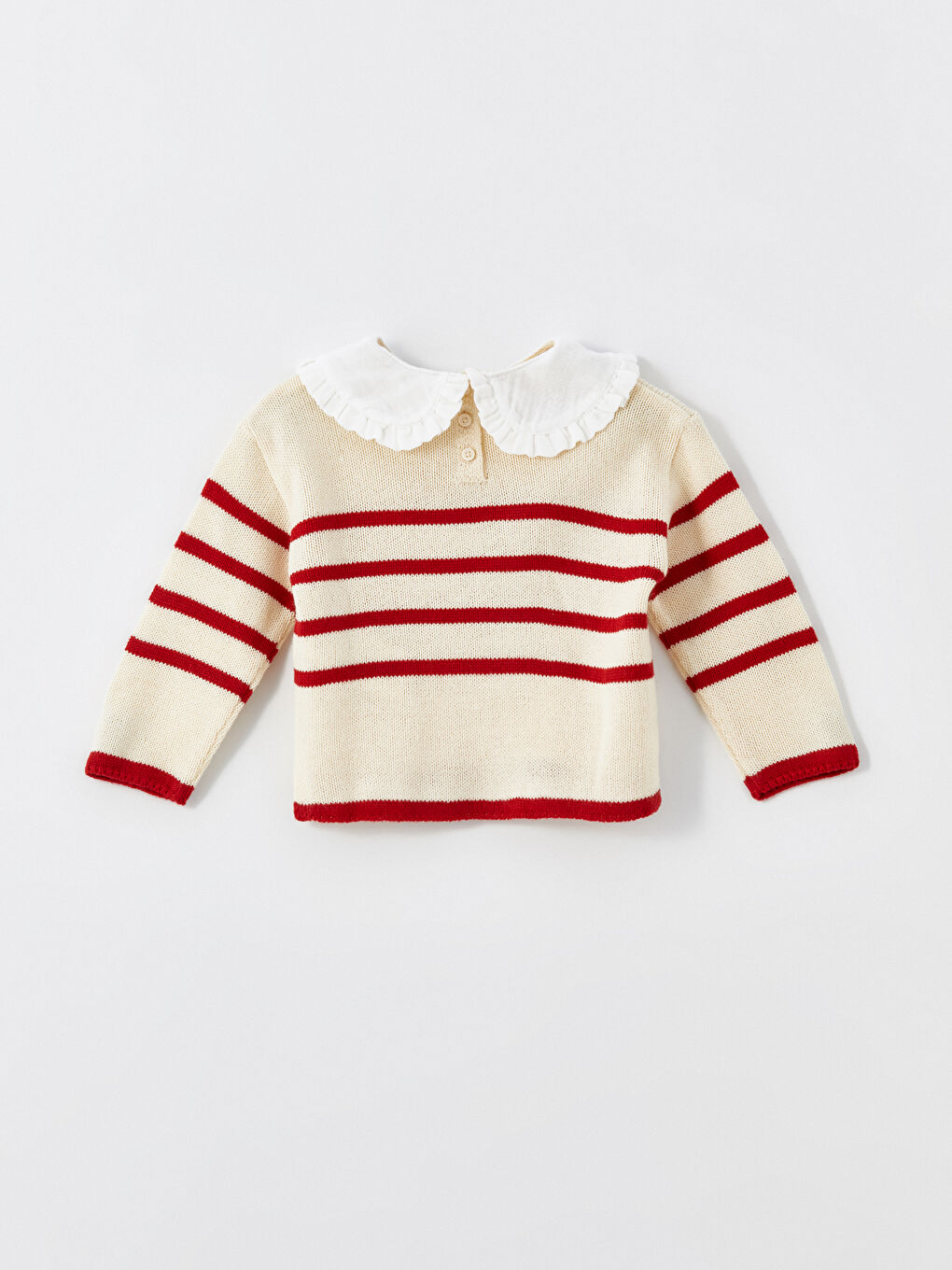 LCW Kids Пуловер за момичета с яка Питър Пан и раиран десен -W4DI02Z1-SZ5