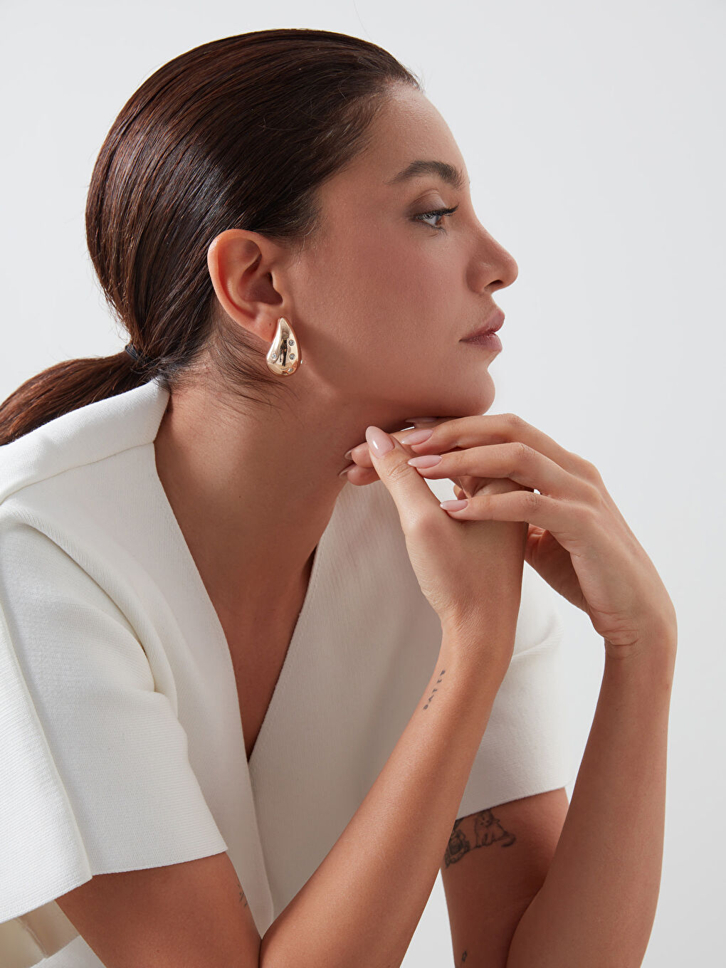 Sarı Damla Figürlü Kadın Küpe