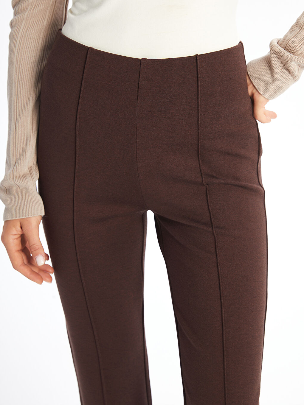 Ekstra Slim Fit Bakljaste Ženske Pantalone-2