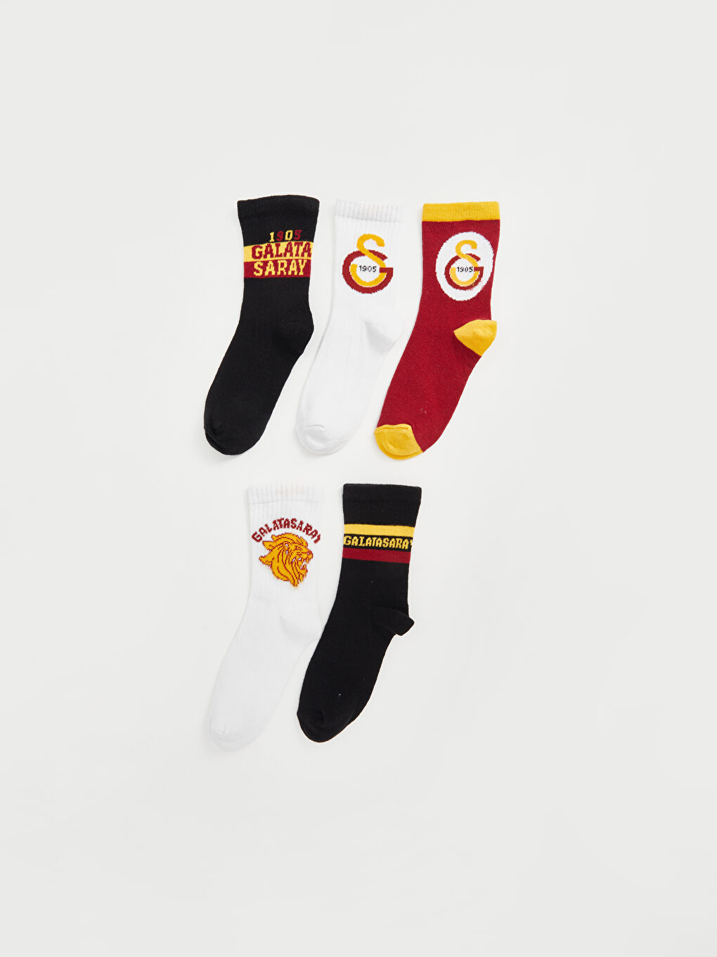 Karışık Galatasaray Desenli Erkek Çocuk Soket Çorap 5'li