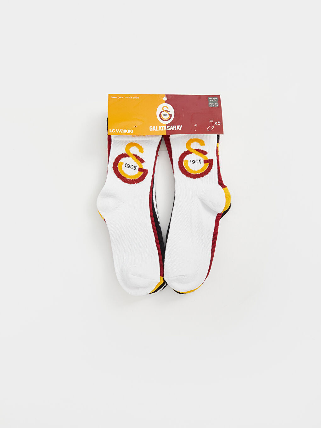 Karışık Galatasaray Desenli Erkek Çocuk Soket Çorap 5'li-1