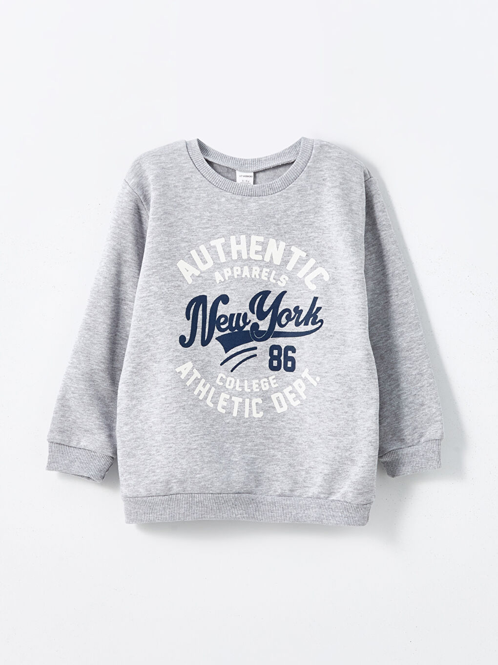 LCW Kids Gri Bisiklet Yaka Erkek Çocuk Sweatshirt