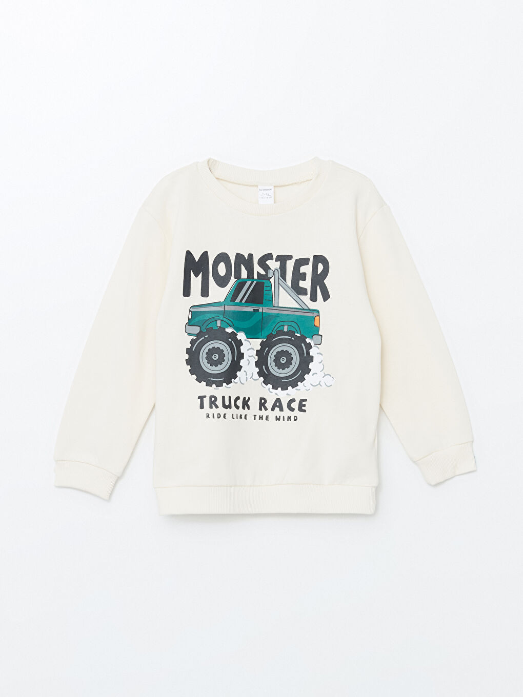 LCW Kids Açık Bej Bisiklet Yaka Baskılı Uzun Kollu Erkek Bebek Sweatshirt 2'li - 1