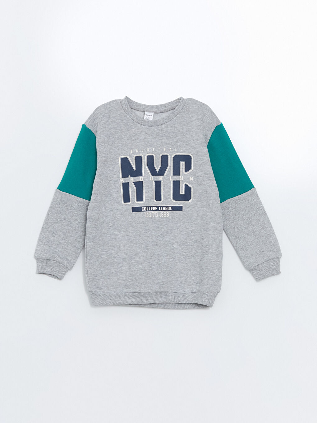 LCW Kids Gri Bisiklet Yaka Erkek Çocuk Sweatshirt