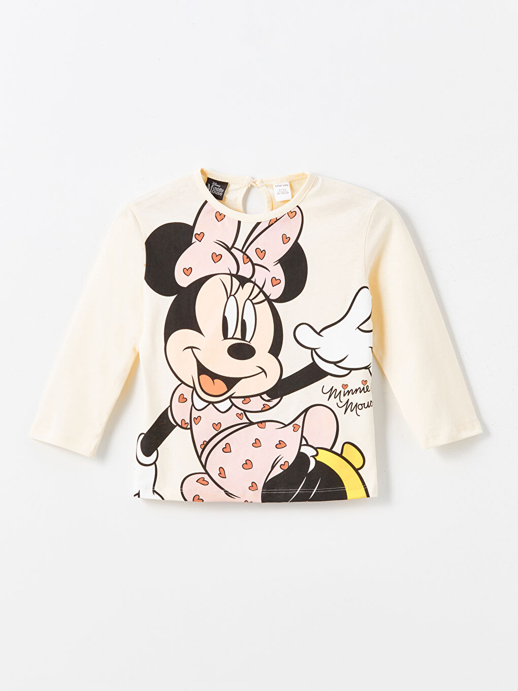 Crew Neck Long Sleeve Minnie Mouse Printed Girls' T-Shirt