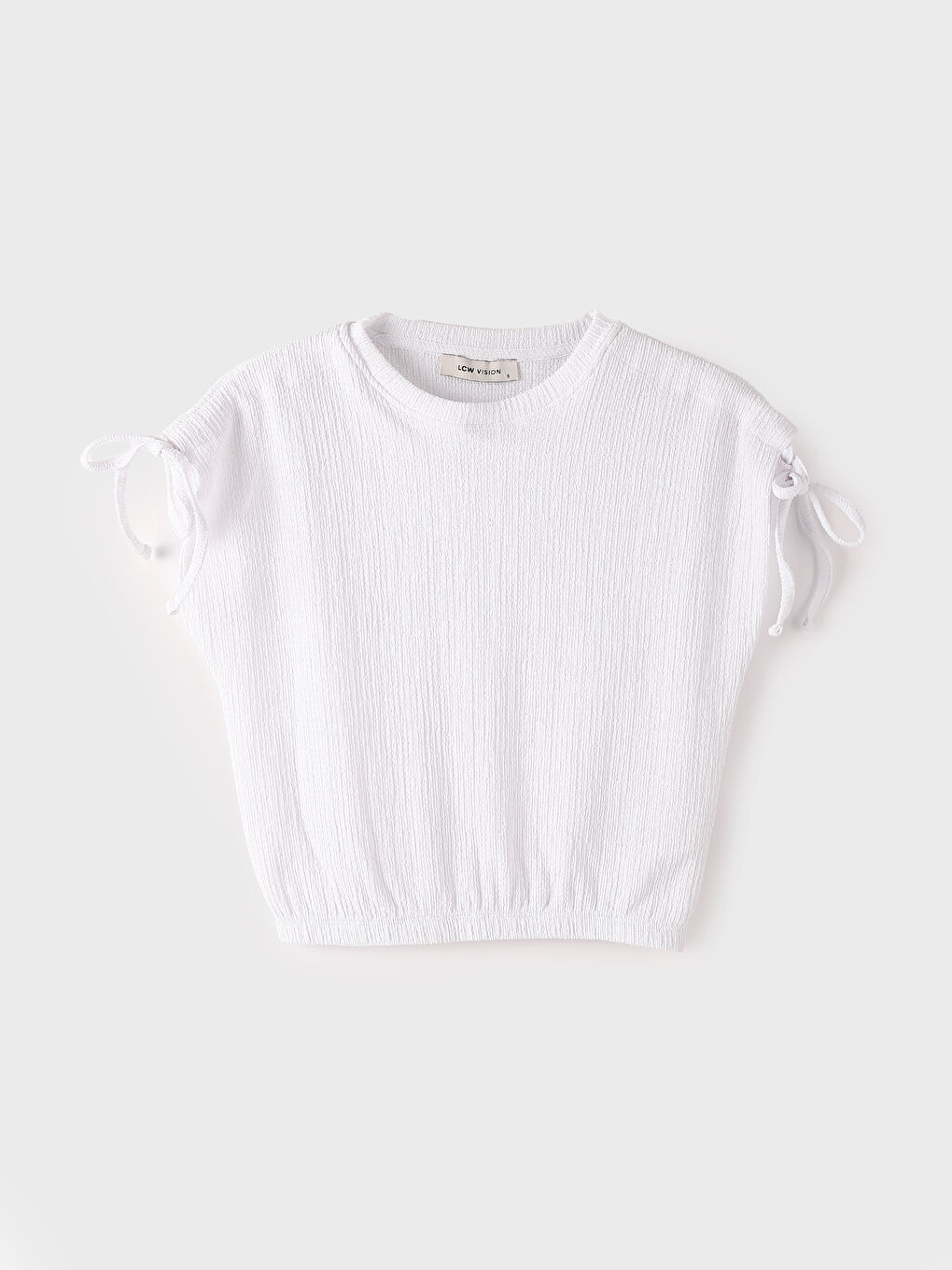 Crew Neck Plain Short Sleeve Women's Crop -W4DJ29Z8-Q6K