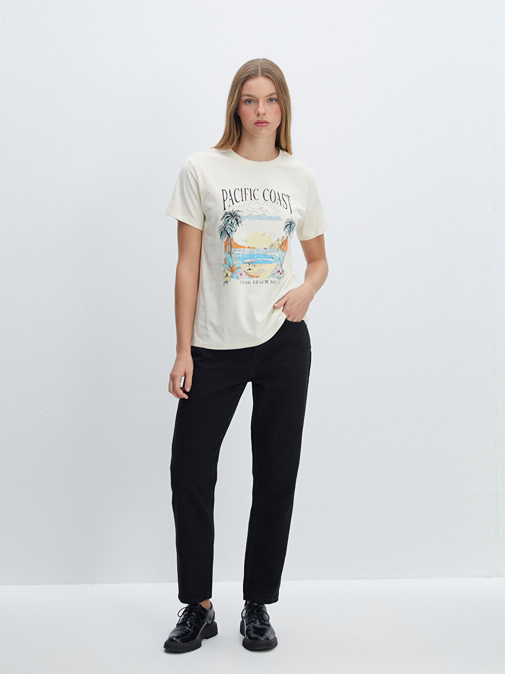 Crew Neck Printed Women's T-Shirt-1