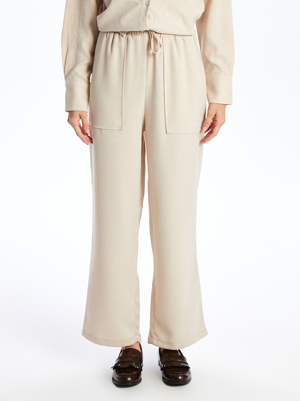 Elasticated Waist Loose Fit Women's Trousers-1