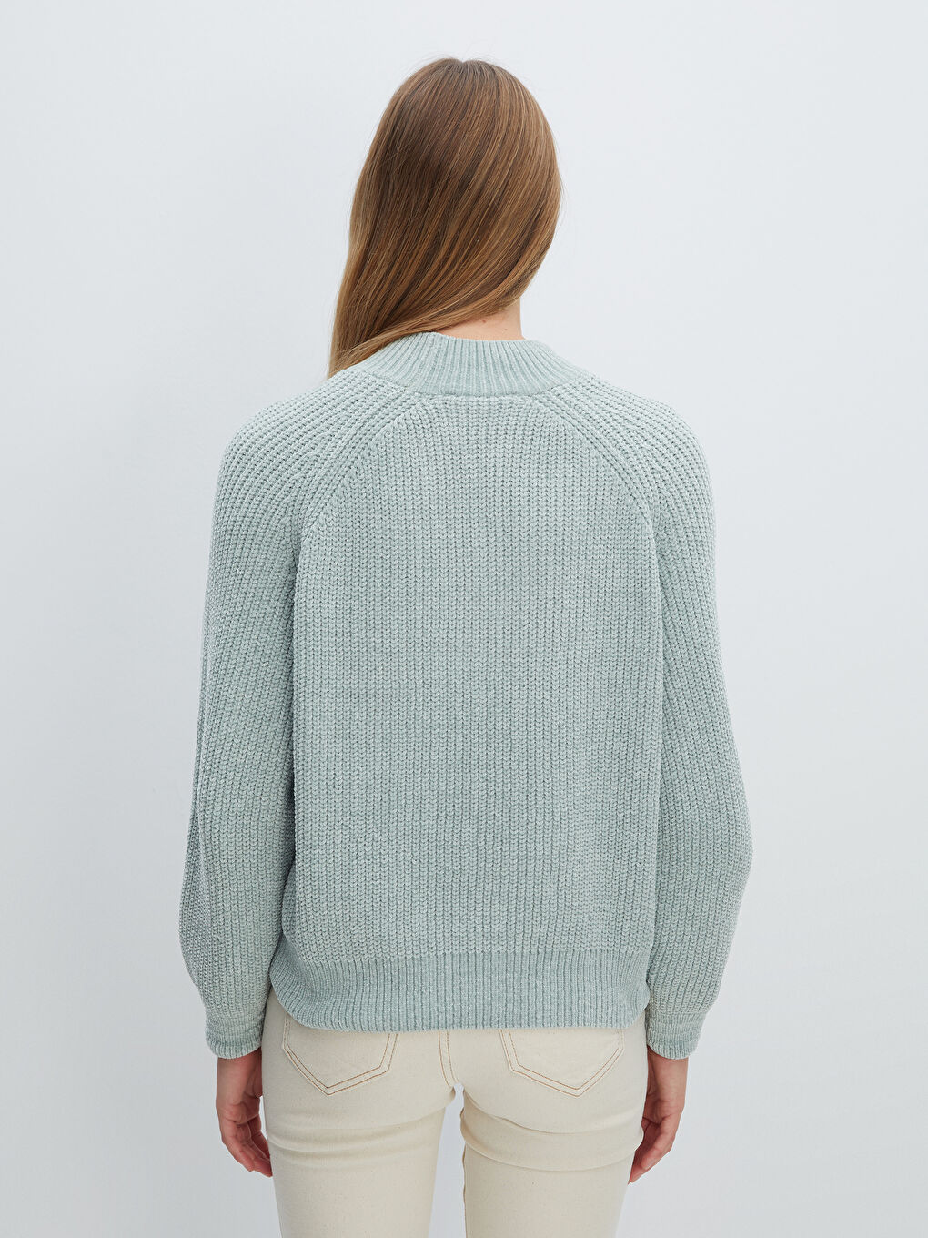 LCW Vision Half Turtleneck Textured Women's Knitwear Sweater -W4DJ40Z8-GBN
