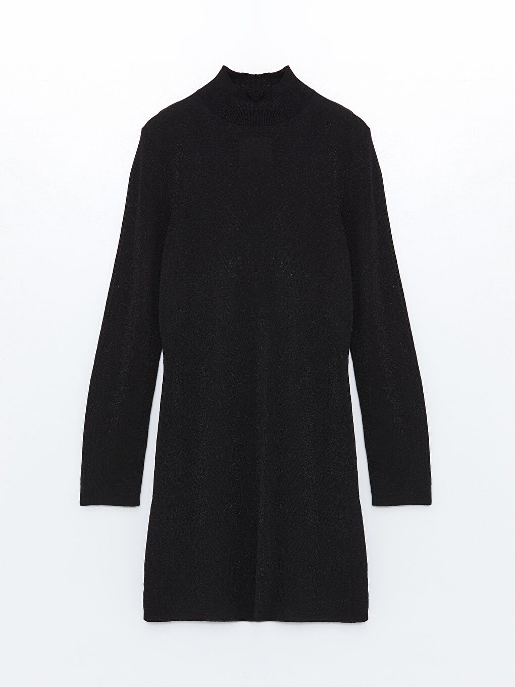 Funnel Neck Plain Long Sleeve Women's Knitwear Dress-4