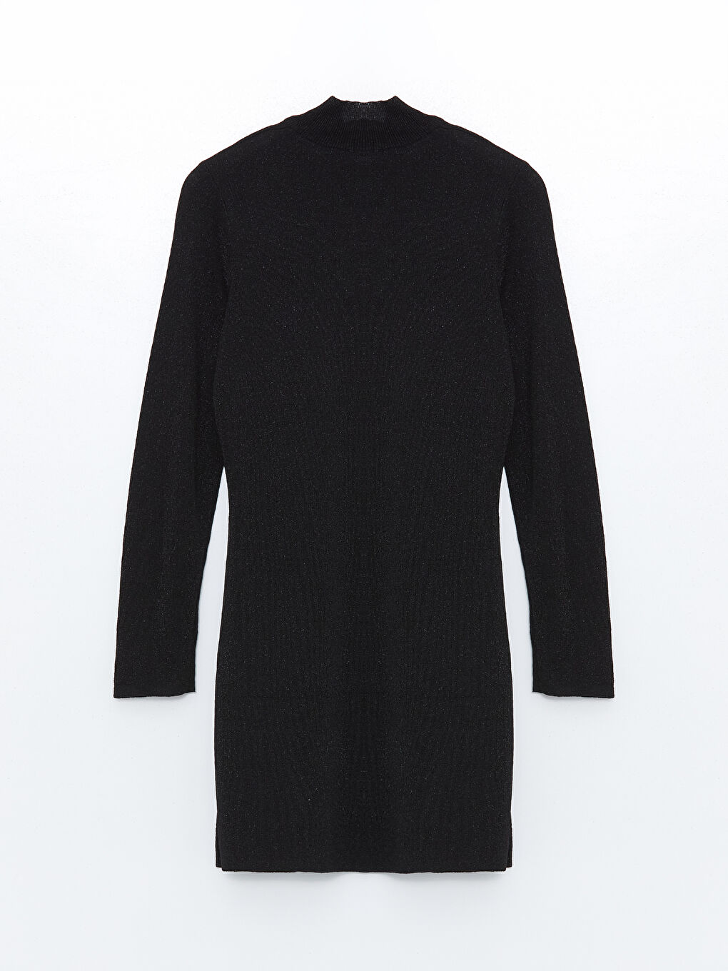 Funnel Neck Plain Long Sleeve Women's Knitwear Dress-5