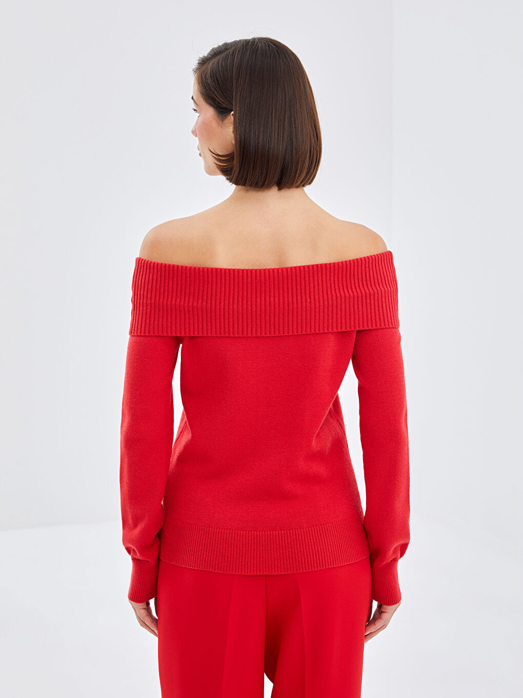 LCW Vision Slash Neck Plain Long Sleeve Women's Knitwear Sweater -W4DJ76Z8-HJY