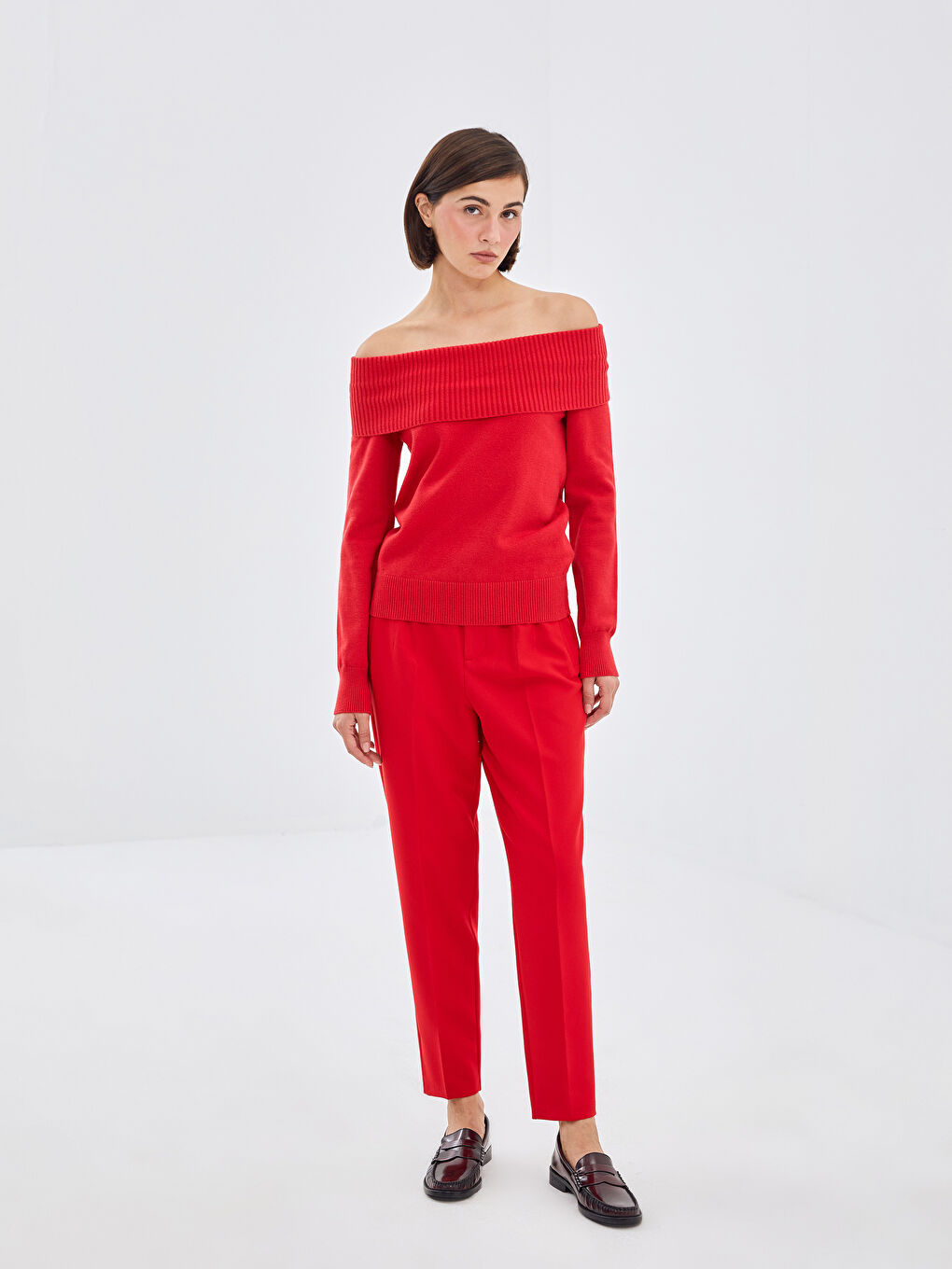 LCW Vision Slash Neck Plain Long Sleeve Women's Knitwear Sweater -W4DJ76Z8-HJY