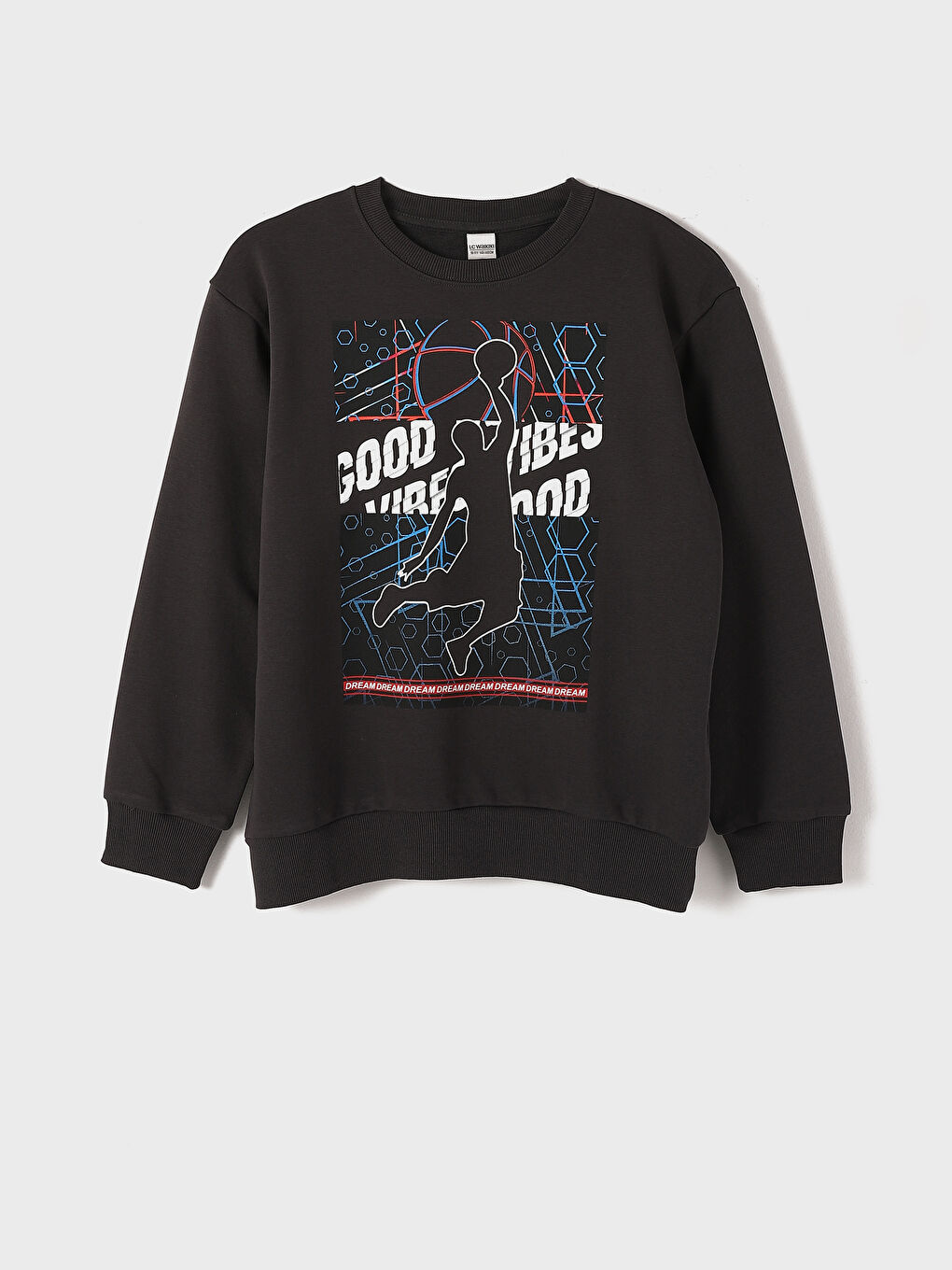 سويت شيرت كم طويل مطبوع بياقة دائرية للأولاد