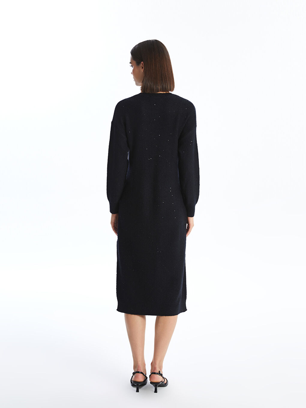 Crew Neck Plain Long Sleeve Women's Knitwear Dress -W4DJ86Z8-CVL