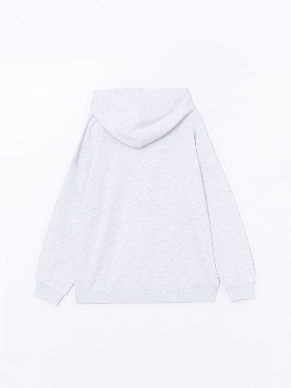 XSIDE Gri Melanj Baskılı Oversize Kadın Kalın Hoodie - 6